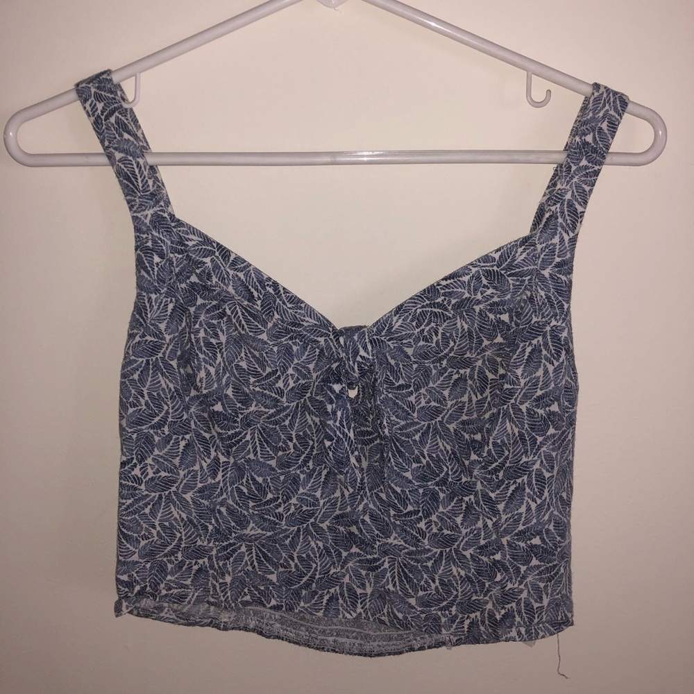 Blue & white cropped tank top